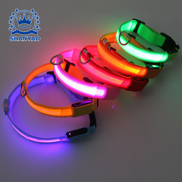 USB luminous dog collar luminous charging collar luminous pet belt pet supplies led flashing dog collar