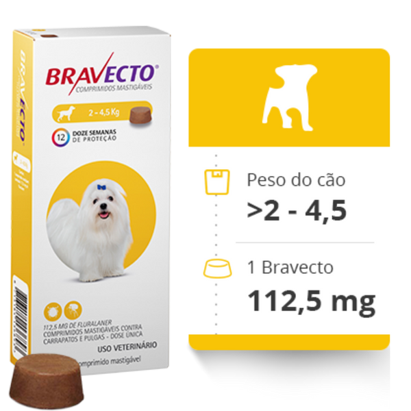 Bravecto Cães Oral 2Kg a 4,5Kg